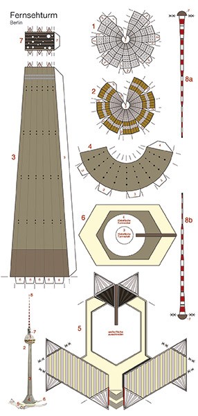 Bastelpostkarte Berliner Fernsehturm Alex